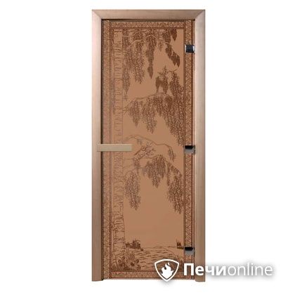 Дверь стеклянная Банный эксперт Березка бронза матовое 8 мм коробка ольха 190/70 в Реже