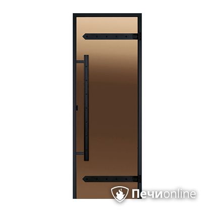 Дверь для бани Harvia Стеклянная дверь для сауны LEGEND 7/19 черная коробка сосна бронза  D71901МL в Реже
